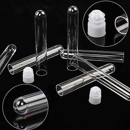 DEPEPE 60pcs Clear Plastic Test Tubes with Caps and Rack, 16 x 100mm, for Scientific Experiments, Beads Liquid Storage Containers, Scientific Theme Party Decorations