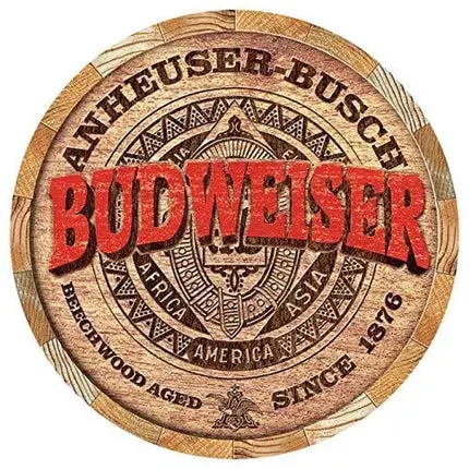 Desperate Enterprises Budweiser Barrel End Tin Sign, 11.75" Diameter