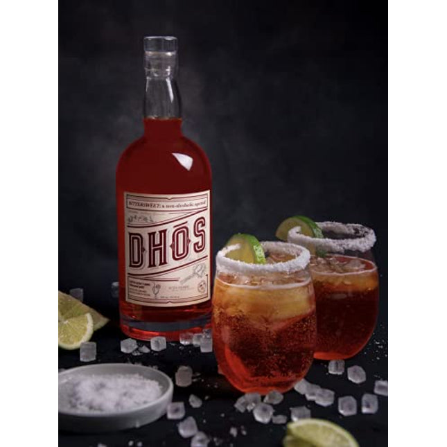 Dhos Bittersweet - Handcrafted Non-Alcoholic Aperitif With Flavors Of Rhubarb, Fruit & Bitter Herbs - Non-Alcoholic Spirit To Mix Delicious Mocktails - Keto-Friendly, Zero Sugar, Zero Proof - 750 ML
