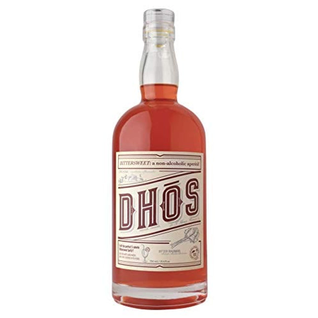 Dhos Bittersweet - Handcrafted Non-Alcoholic Aperitif With Flavors Of Rhubarb, Fruit & Bitter Herbs - Non-Alcoholic Spirit To Mix Delicious Mocktails - Keto-Friendly, Zero Sugar, Zero Proof - 750 ML