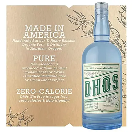 Dhos Gin Free - Handcrafted Non-Alcoholic Gin With Natural Flavors Of Spice & Earth - Non-Alcoholic Spirit To Mix Delicious Mocktails - Keto-Friendly, Zero Sugar, Zero Calories, Zero Proof - 750 ML