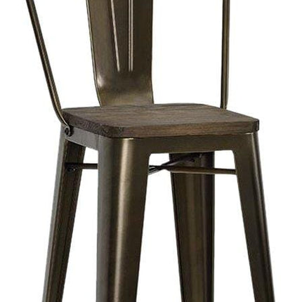 DHP Luxor 30" Metal Wood Seat, Antique Bronze, Set of 2 Bar Stool
