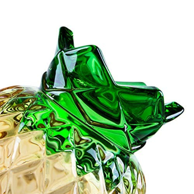 Diamond Star Stacking Glasses Fruit Set of 4 10 oz Cups Pear Pineapple Colorful Stackable Drinking Glass Sets Yellow with Green Leaf Glassware for Drinking Water, Bear