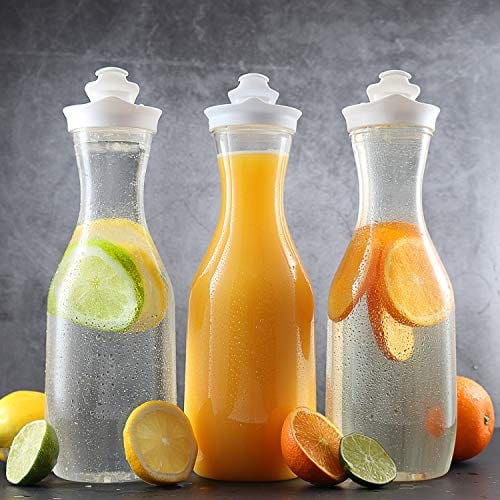 2PCS Glass Carafe with Lids Water Pitcher Carafe for Mimosa Bar