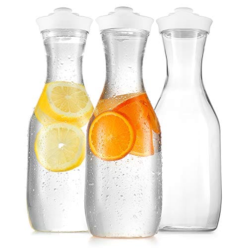 PRESTIGE Mimosa Bar Glass Carafe With Lids - 27oz Glass Mimosa Pitcher  w/Plastic Carafe Lid, Wine Carafes & Pitchers, Juice Jar Containers, Juice  Jug