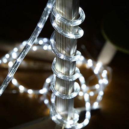 50ft 360 LED Waterproof Rope Lights,110V Connectable Indoor Outdoor Led Rope Lights for Deck, Patio, Pool, Camping, Bedroom Decor, Landscape Lighting and More (White)