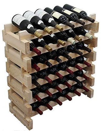 Wine Rack Pine Wood Stackable Storage Stand Display Shelves, Wobble-Free, Thicker Wood,