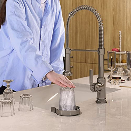 DJS Faucet Glass Rinser for Kitchen Sinks, Metal Kitchen Sink Accessories, Bottle Rinser, Stainless Steel Brush Nickel Bar Glass Rinser.