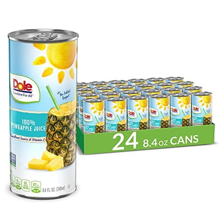 Dole 100% Pineapple Juice, 100% Fruit Juice with Added Vitamin C, 8.4 Fl Oz Cans (Pack of 24)