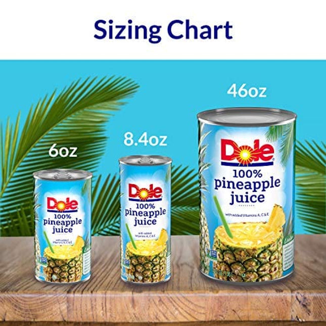 Dole 100% Pineapple Juice, 100% Fruit Juice with Added Vitamin C, 8.4 Fl Oz Cans (Pack of 24)