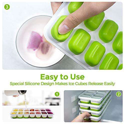 4 Silicone Easy Push Pop Out Mini Ice Cube Tray With Flexible Silicone  Bottom