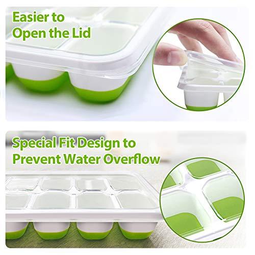 DOQAUS Ice Cube Tray with Lid and Bin, 4 Pack Silicone Plastic Ice Cube  Trays for
