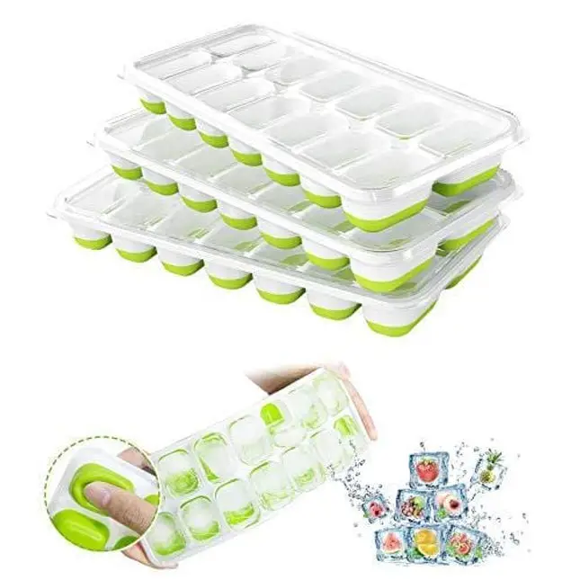 Silicone Ice Cube Tray, Easy-release & Flexible 14-ice Cube Mold With  Spill-resistant Removable Lid, Stackable Ice Trays With Covers For Freezer,  Cocktail, Kitchen Utensils, Apartment Essentials, Ready For School, Back To  School