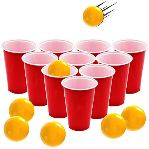 Beer Pong Table Mat, Drinking Games for Adults Party, 8pcs Beer Pong Balls,  30pcs Beer Pong Cups