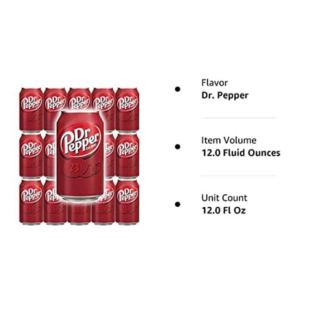 Dr Pepper Soda Cans, 12oz Can (Pack of 15, Total of 180 Oz)