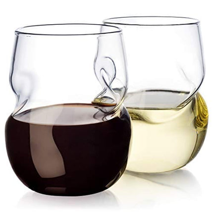 Dragon Glassware Wine Glasses, Stemless with Finger Indentations for Red and White Wine, Premium Packaging for Christmas Gifts, 16-Ounce, Set of 2