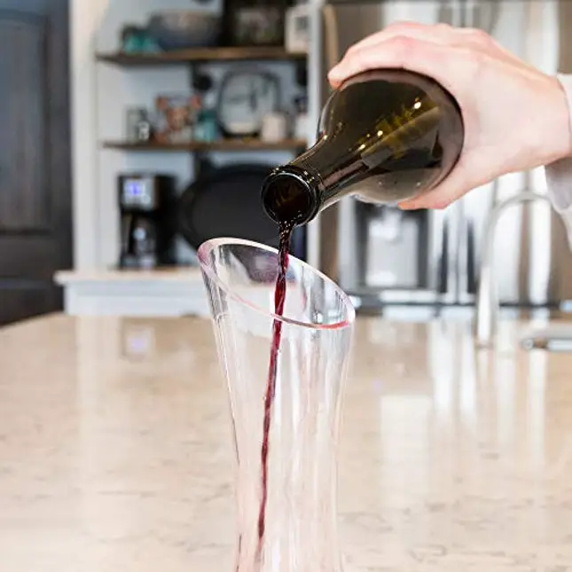 DRAGONN Luxury Wine Decanter - 100% Hand Blown Lead-free Crystal Glass Wine Carafe – Bonus Cork Stopper & Steel Cleaning Beads Accessories