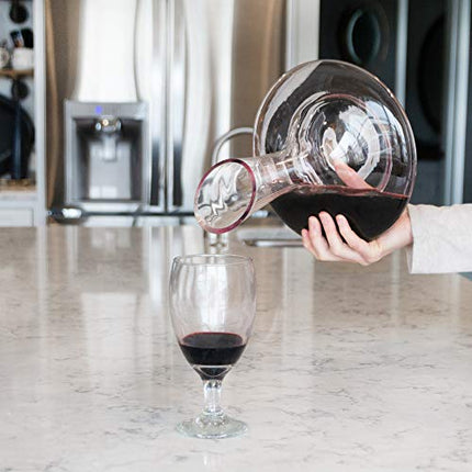 DRAGONN Luxury Wine Decanter - 100% Hand Blown Lead-free Crystal Glass Wine Carafe – Bonus Cork Stopper & Steel Cleaning Beads Accessories