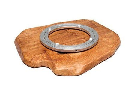 Driini Premium Handmade Root Wood Lazy Susan Turntable Organizer - Rustic Wooden Serving Platter Cheese Board (12")