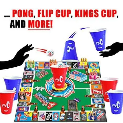DRINK-A-PALOOZA Board Games: Party Drinking Games for Adults - Game Night Party Games | Fun Adult Beer Games Gift with Beer Pong + Flip Cup + Kings Cup Card Games + More!