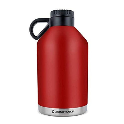 DrinkTanks Session 64 oz Vacuum Insulated Stainless Steel Beer Growler; 24 hrs cold; Dishwasher Safe (Crimson)