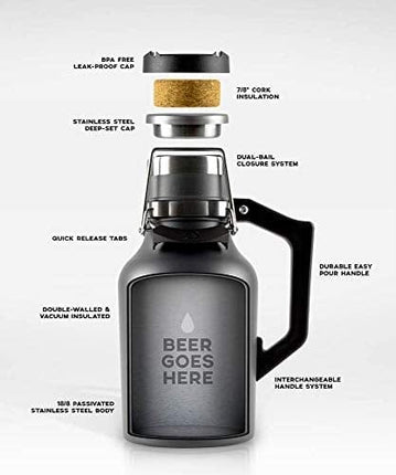 DrinkTanks 32 oz Vacuum Insulated Stainless Steel Beer Growler