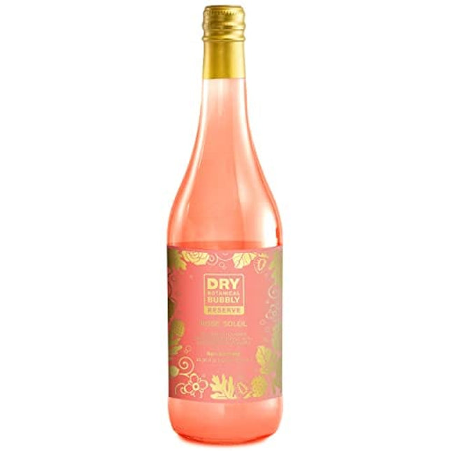 DRY Botanical Bubbly Reserve Rosé Soleil - All-Natural Wine Alternative - Elevate Every Celebration with Zero Proof Alcohol - Non-GMO and Low Sugar - Caffeine, Gluten, and Sodium Free, 750mL Bottle