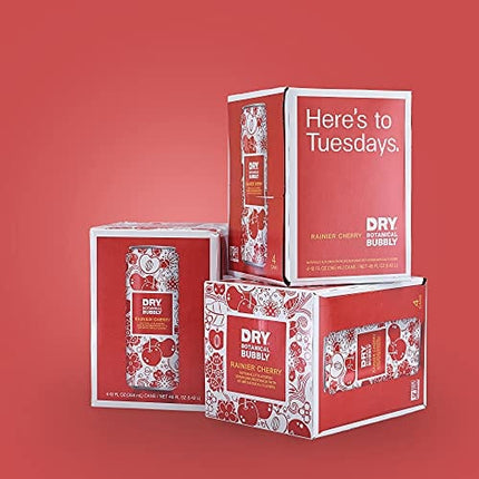 DRY Non-Alcoholic Cherry Botanical Bubbly I 4 Clean Ingredients I Delicious Way to Be Sober & Social I Zero Proof Mocktail Mixer I Craft Non-Alcoholic Multi-Use Beverage, 12 Fl Oz (Pack of 12)