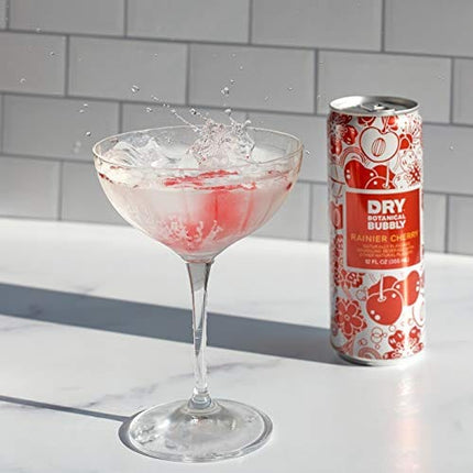 DRY Non-Alcoholic Cherry Botanical Bubbly I 4 Clean Ingredients I Delicious Way to Be Sober & Social I Zero Proof Mocktail Mixer I Craft Non-Alcoholic Multi-Use Beverage, 12 Fl Oz (Pack of 12)