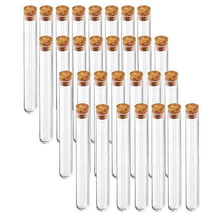30 PCS Glass Test Tube,15x150mm Glass Tubes with Cork Stoppers,20ml Glass Test Tube for Bath Salt,Candy Storage,Plants,Party Favors,Scientific Experiments