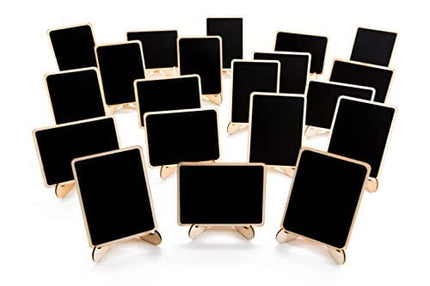 20 Pack Wood Mini Chalkboards Signs with Support Easels, Place Cards, Small Rectangle Chalkboards Blackboard for Weddings, Birthday Parties, Message Board Signs and Event Decorations