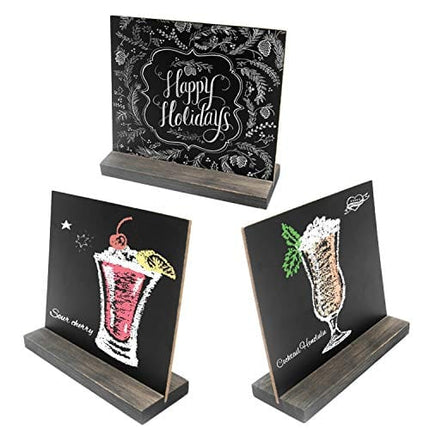 5 X 6 Inch Mini Tabletop Chalkboard Signs with Vintage Style Wood Base Stands, Set of 3