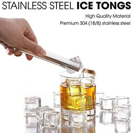 DUGATO Ice tongs, 2pcs 6.3 inch Stainless Steel with Sharp teeth make grabbing ice easy, for Ice Bucket Ice Sugar Cubes Coffee Bar Food Serving