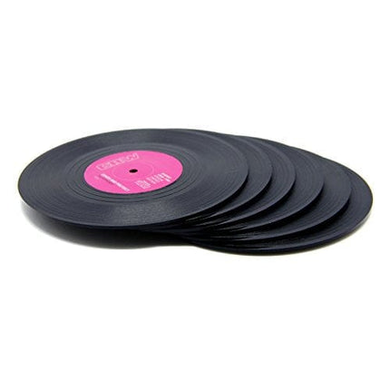 DuoMuo Coaster Vinyl Record Disk Coasters for Drinks - Tabletop Protection Prevents Furniture Damage (6 PCS Vinyl)