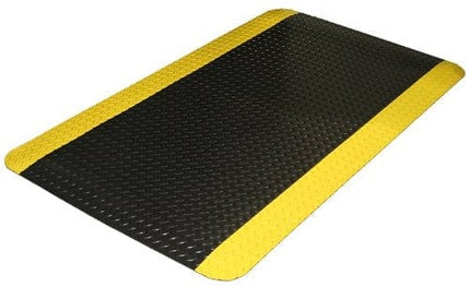 Durable Corporation-442S Vinyl Heavy Duty Diamond-DEK Sponge Industrial Anti-Fatigue Floor Mat, 2' x 3', Black with Yellow Border