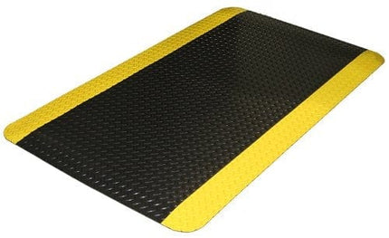 Durable Corporation-442S35BKY Vinyl Diamond-Dek Sponge Industrial Anti-Fgue Floor Mat, 3' x 5', Black with Yellow Border