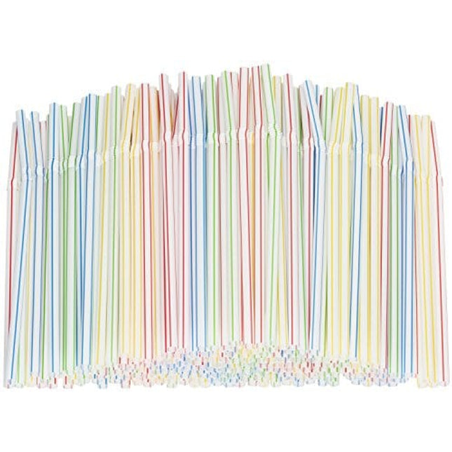 Flexible Plastic Straws Colored BPA-Free Disposable Bendy Straw 8" Long (200 Pack, Colorful)