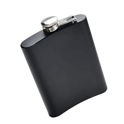 Black Flask Stainless Steel with Funnel,8 Oz, Set of 8