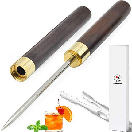Ice Picks in Gift Box - Premium Stainless Steel Ice Picks Kitchen Tool with Wooden Handle Safety Cover Portable for Bars Restaurant Home Bartender Picnics Camping, 1PCS (EbonyWood 9")