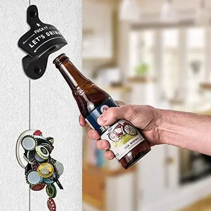 Bottle Opener Wall Mounted, Christmas Funny Wall Mount Bottle Opener for Men Dad Beer Lovers,Novelty Birthday Fathers Day with Mounting Screws Wall Anchors（1 Pack)