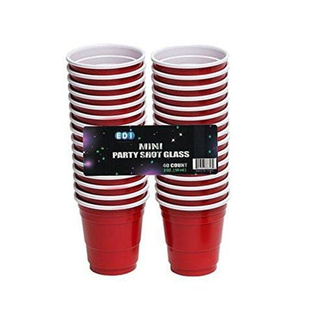 EDI Disposable Red Plastic Mini Party Shot Glasses 2 oz, 40-Piece