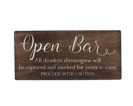 Elegant Signs Wedding Open Bar Sign Drunken Shenanigans for Party Decoration by Fun Sign for Your Reception