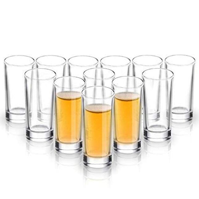 Elivia Shot Glass Set with Heavy Base, 1.2 oz (12 pack ) Clear Glasses for Whiskey and Liqueurs - JM02