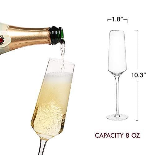 Champagne Flutes, Edge Champagne Glass Set of 4 - Modern & Elegant for Women, Men, Wedding, Anniversary, Christmas, Birthday - 6oz, Crystal