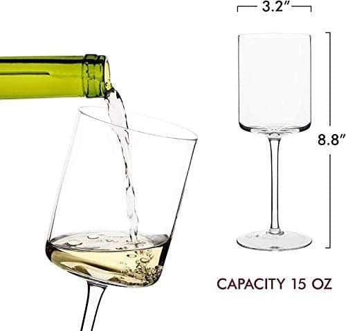 ELIXIR GLASSWARE Elegant Square Edge Wine Glasses - Set of 2 (14oz