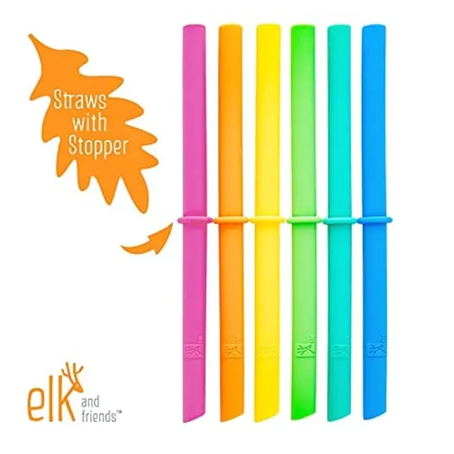 Elk and Friends Kids Cups/Toddler cups with Silicone Straws - Glass Mason Jars 8 oz with Straws + Straw Lids + Leak Proof Regular Lids - Spill Proof cups for kids, Sippy Cups for Toddlers