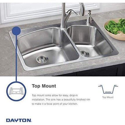Dayton D115153 Single Bowl Top Mount Stainless Steel Bar Sink