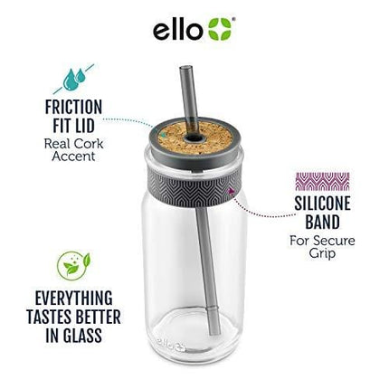 Ello Kella Glass Tumbler with Straw, 20 oz, Coral