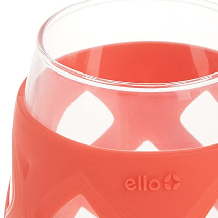 Ello Cru Stemless Glass Wine Set with Protective Silicone Sleeve, Perfect for Gifting, Travel and Entertaining, BPA Free, Dishwasher Safe, Set of 4, Mai Tai, 17oz