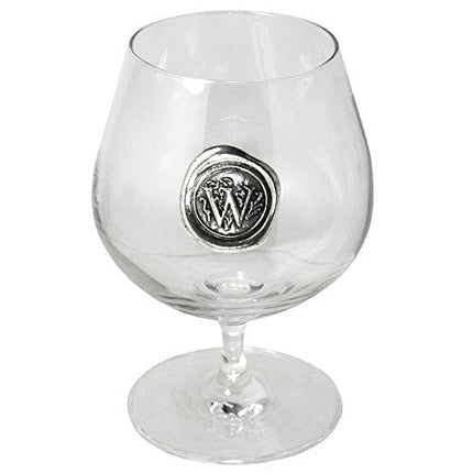 English Pewter Company 14.5oz Brandy Cognac Snifter Glass With Monogram Initial - Personalized Gift With Your Choice of Initial (J) [MON210]